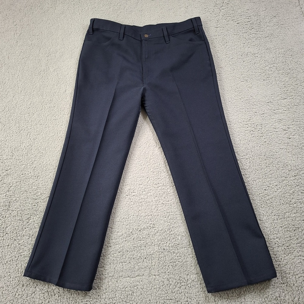 VTG 70s Levis Sta Prest 517 Gold Tab Flare Navy Blue Talon 40x29 MADE IN USA